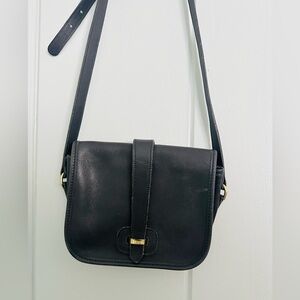 Vintage Lands’ End Black Leather Crossbody Bag